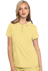 MedCouture Zip Front Henley Scrub Top