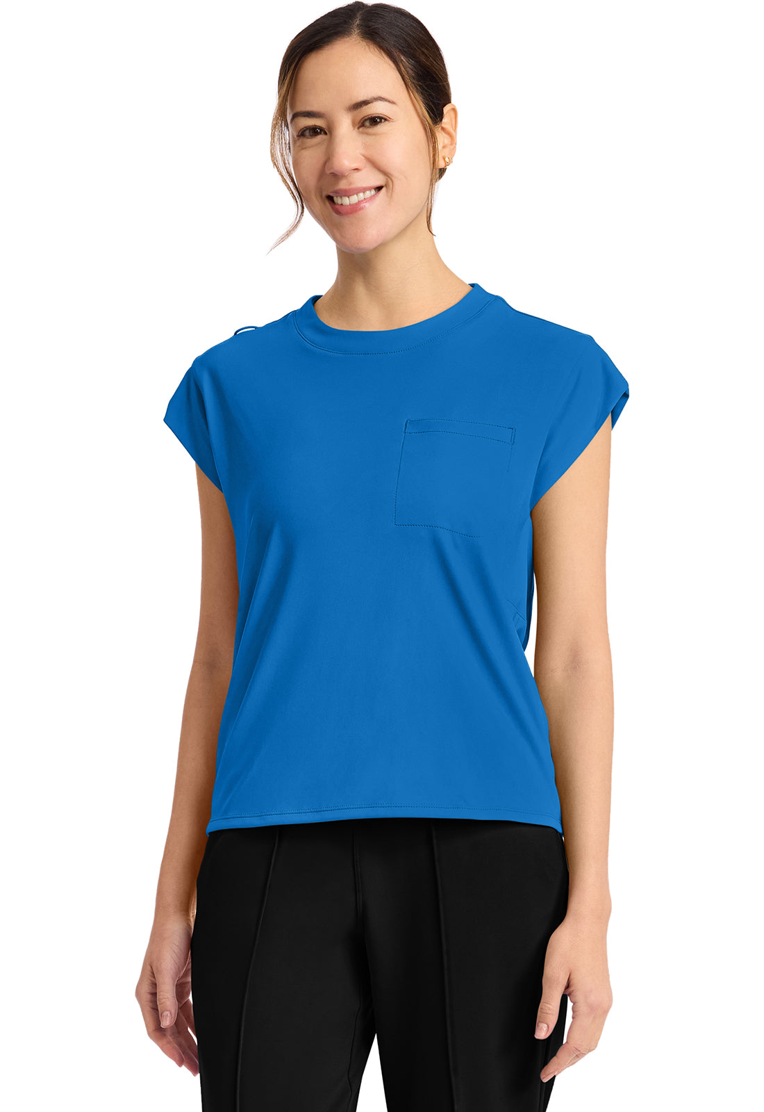 CHEROKEE - Women's 1-Pocket Crew Neck Top - Ebony Store