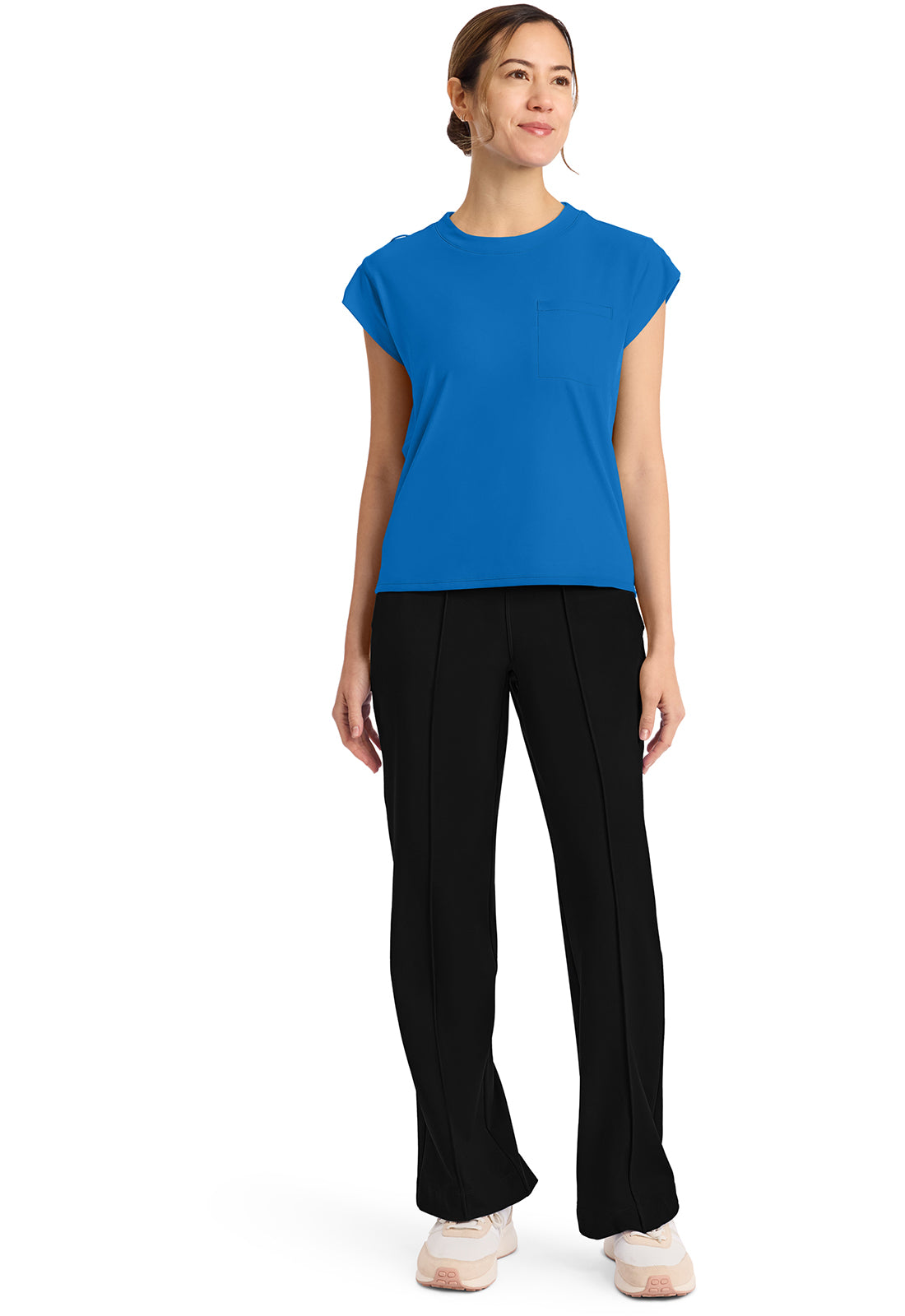 CHEROKEE - Women's 1-Pocket Crew Neck Top - Ebony Store