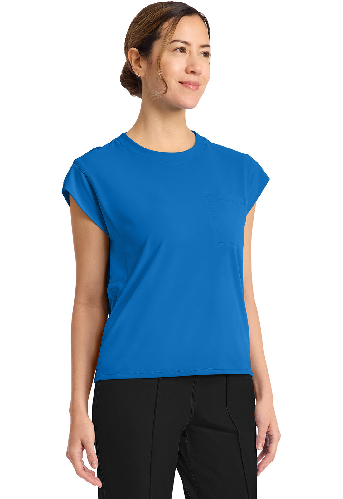 CHEROKEE - Women's 1-Pocket Crew Neck Top - Ebony Store