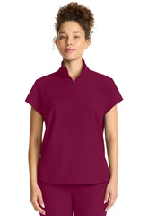 HEALING HANDS - Women's Partial Zip Stand Collar Top - Ebony Store