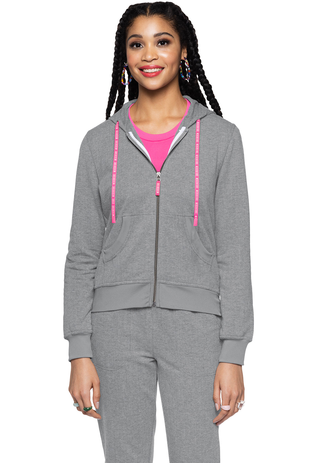 MEDCOUTURE - Fleece Zip Front Logo Hoodie - Ebony Store