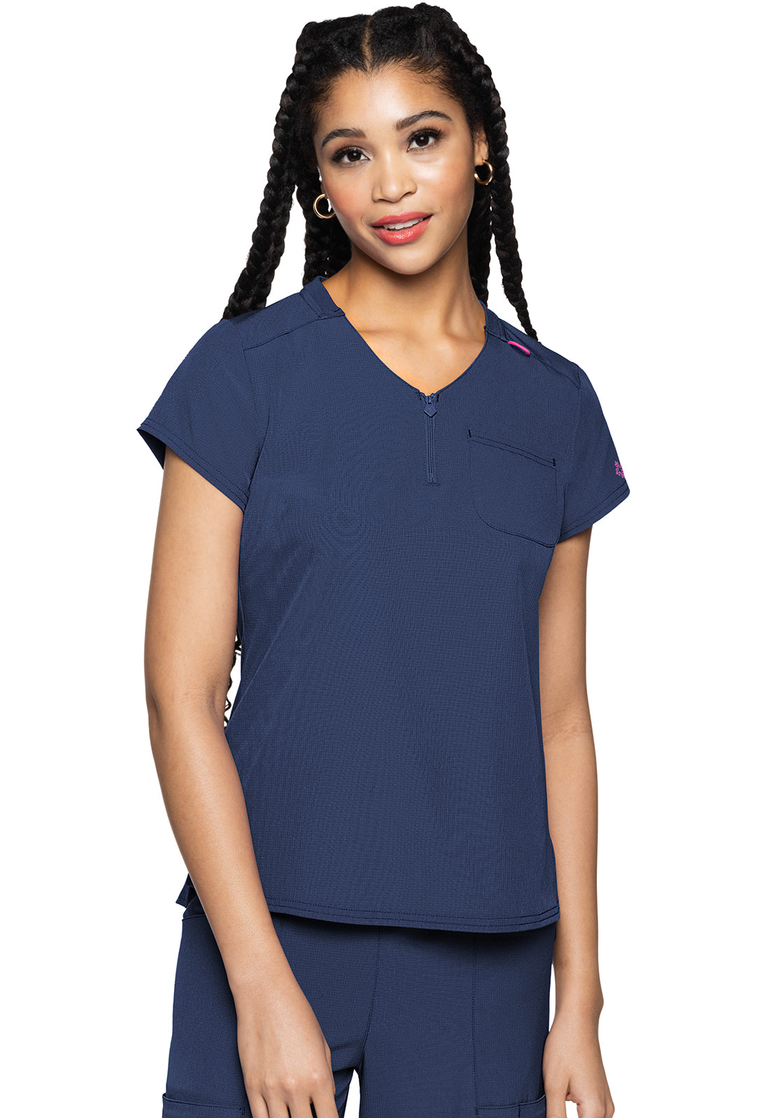 MEDCOUTURE - Quarter Zip V-Neck Tuckable Top - Ebony Store