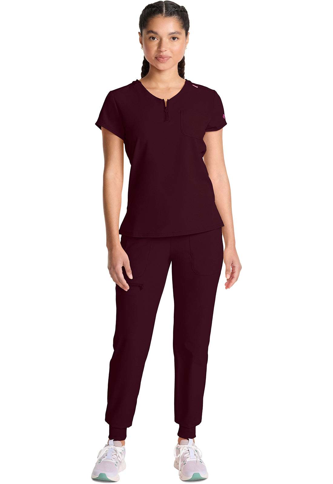 MEDCOUTURE - Quarter Zip V-Neck Tuckable Top - Ebony Store