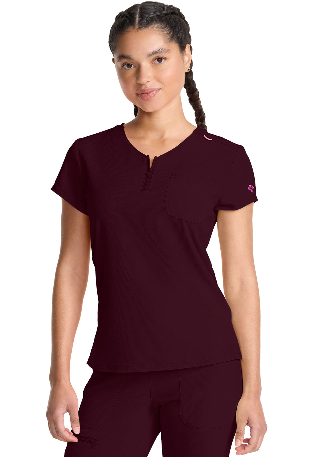 MEDCOUTURE - Quarter Zip V-Neck Tuckable Top - Ebony Store
