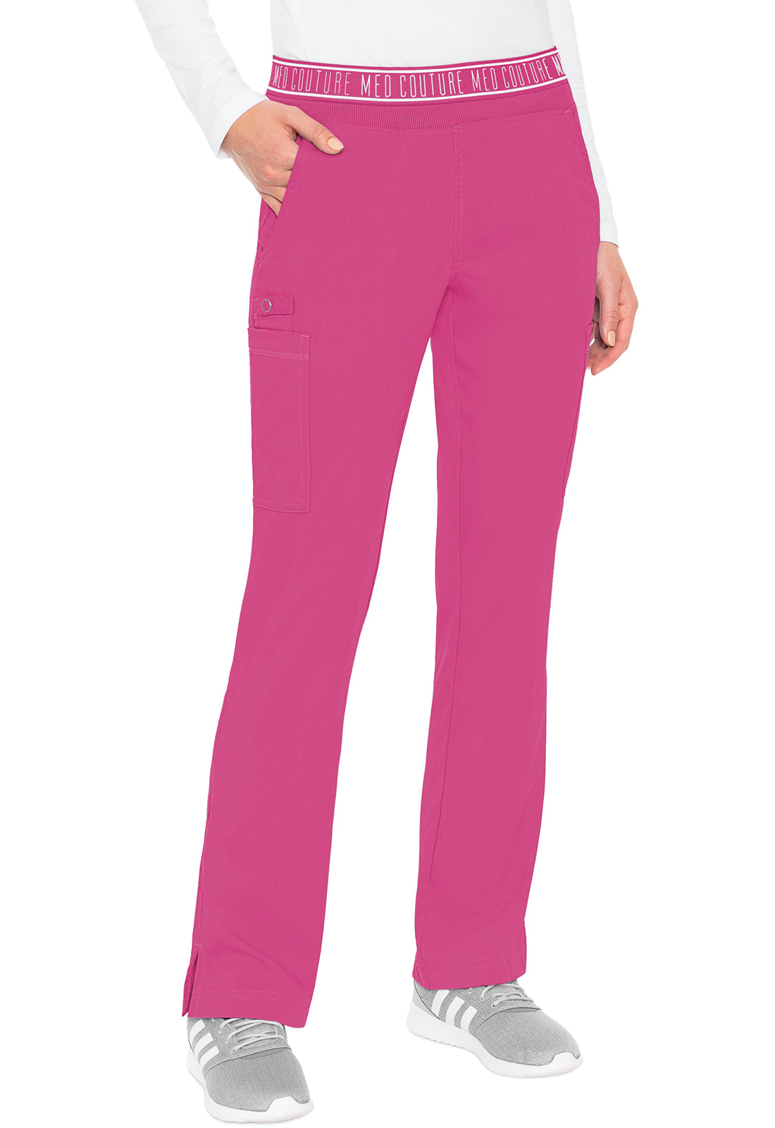 MEDCOUTURE Yoga 2 cargo pocket pant with relaxed fit, featuring side pockets and comfortable fabric for active wear.